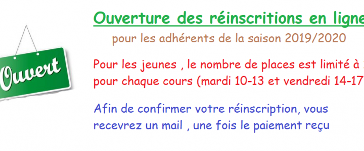 Les Réinscriptions sont ouvertes