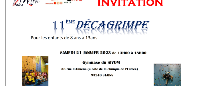 Décagrimpe enfants samedi 21 janvier 2023